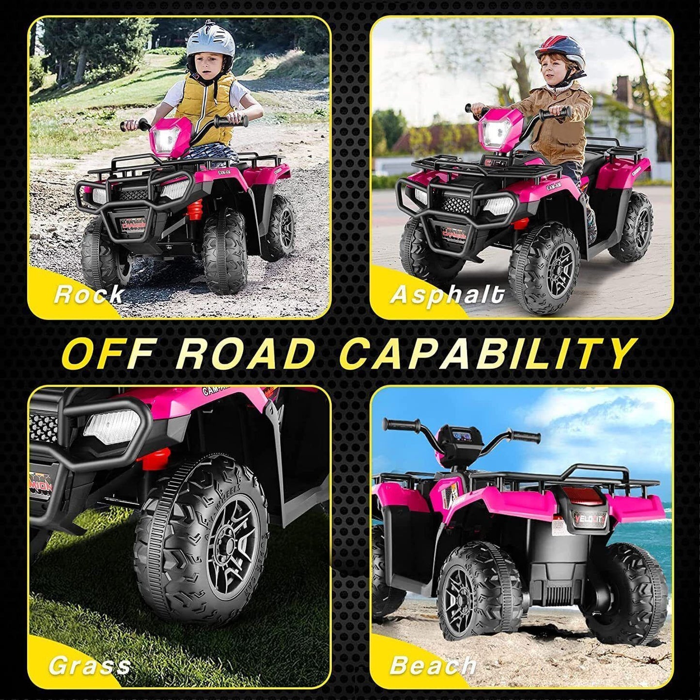 12V Electric Vehicle with High/Low Speed Treaded Tires and LED Lights