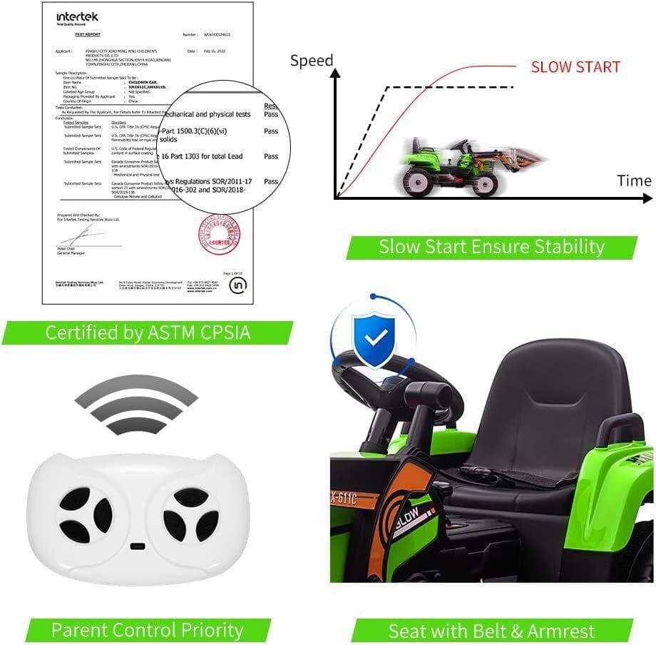 12V Excavator Ride-On Car with Remote Control and EVA Tires for Toddlers