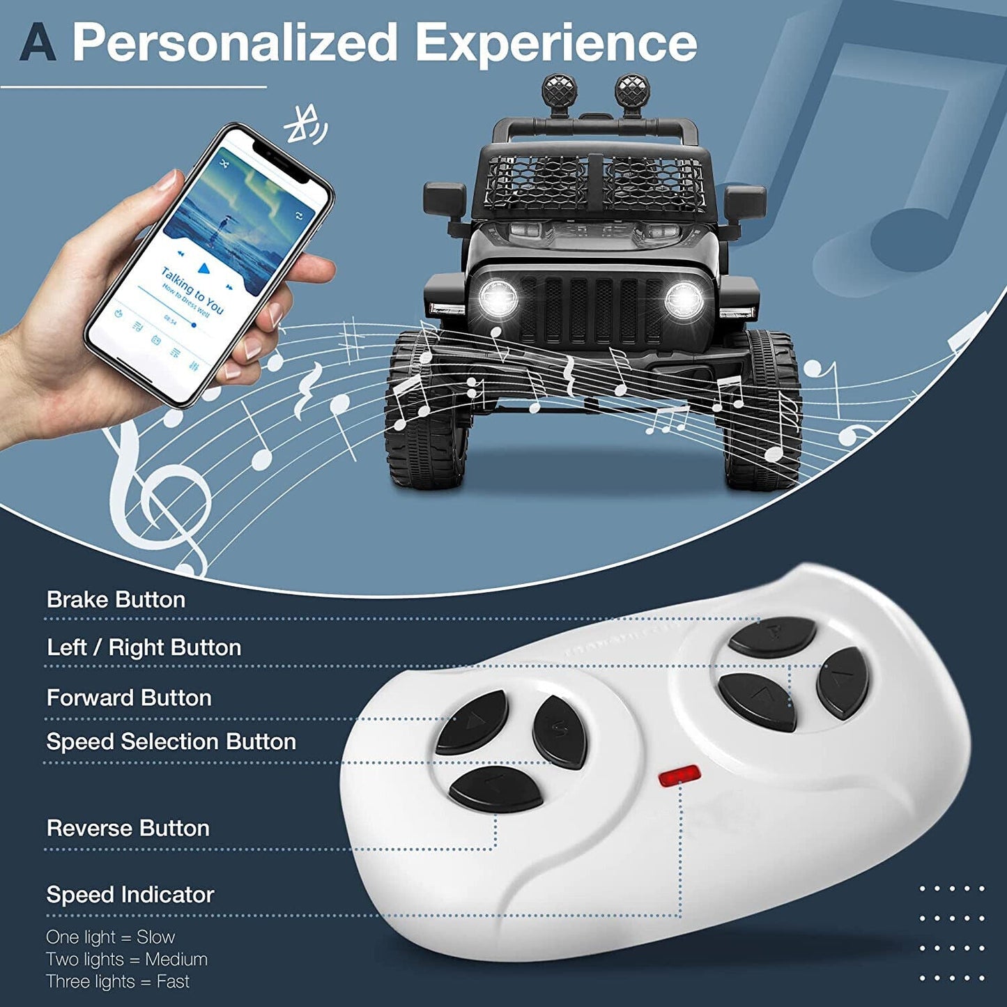 Rev up the Fun with Our 12V Electric Jeep Ride-On Car - Featuring Music and Power Wheels!