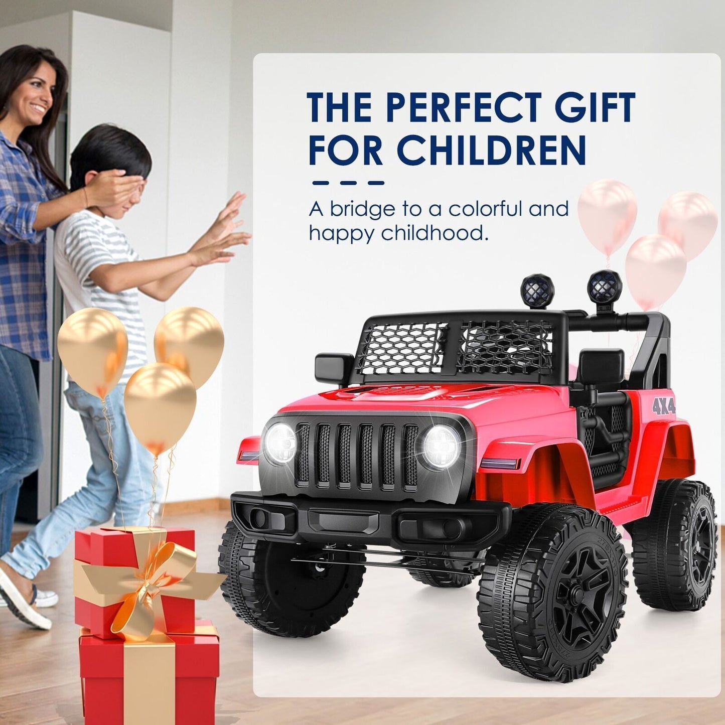 Rev up the Fun with Our 12V Electric Jeep Ride-On Car - Featuring Music and Power Wheels!