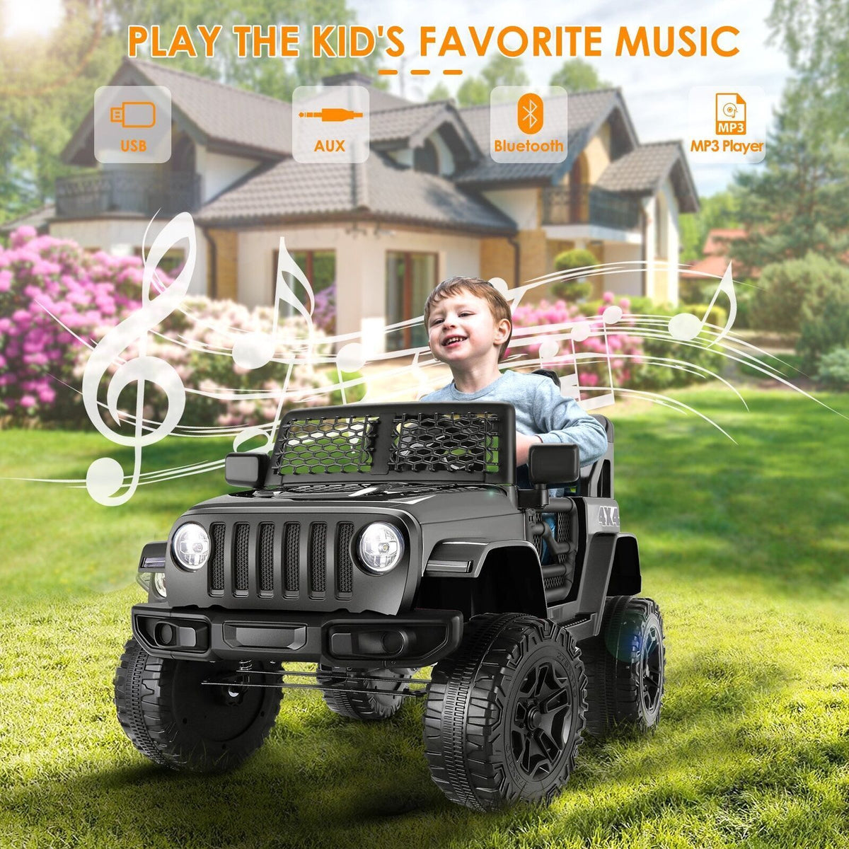 Premium 12V 7Ah Electric Ride-On Jeep for Kids - 2 Seater Power Wheels Car