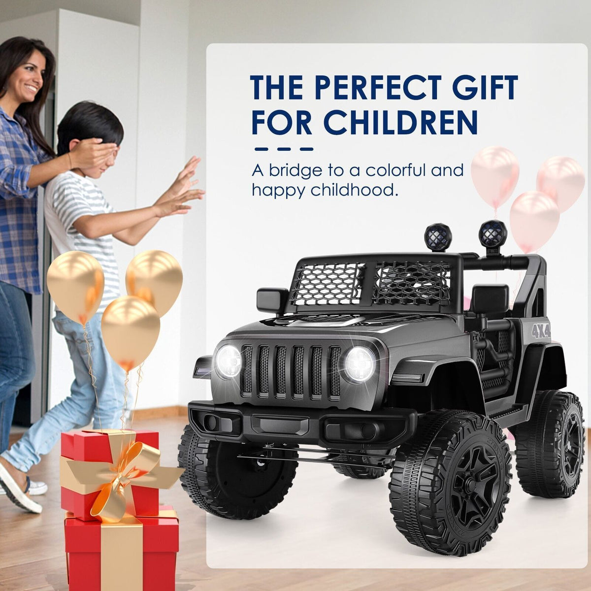 Premium 12V 7Ah Electric Ride-On Jeep for Kids - 2 Seater Power Wheels Car