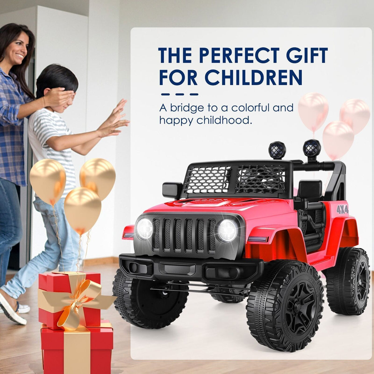 Premium 12V 7Ah Electric Ride-On Jeep for Kids - 2 Seater Power Wheels Car