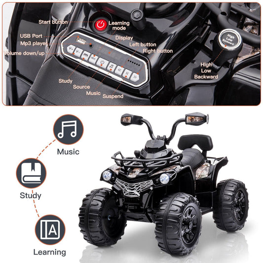 Electric Quad ATV Car for Kids - 12V Battery Powered 4-Wheeler with Fat Tires