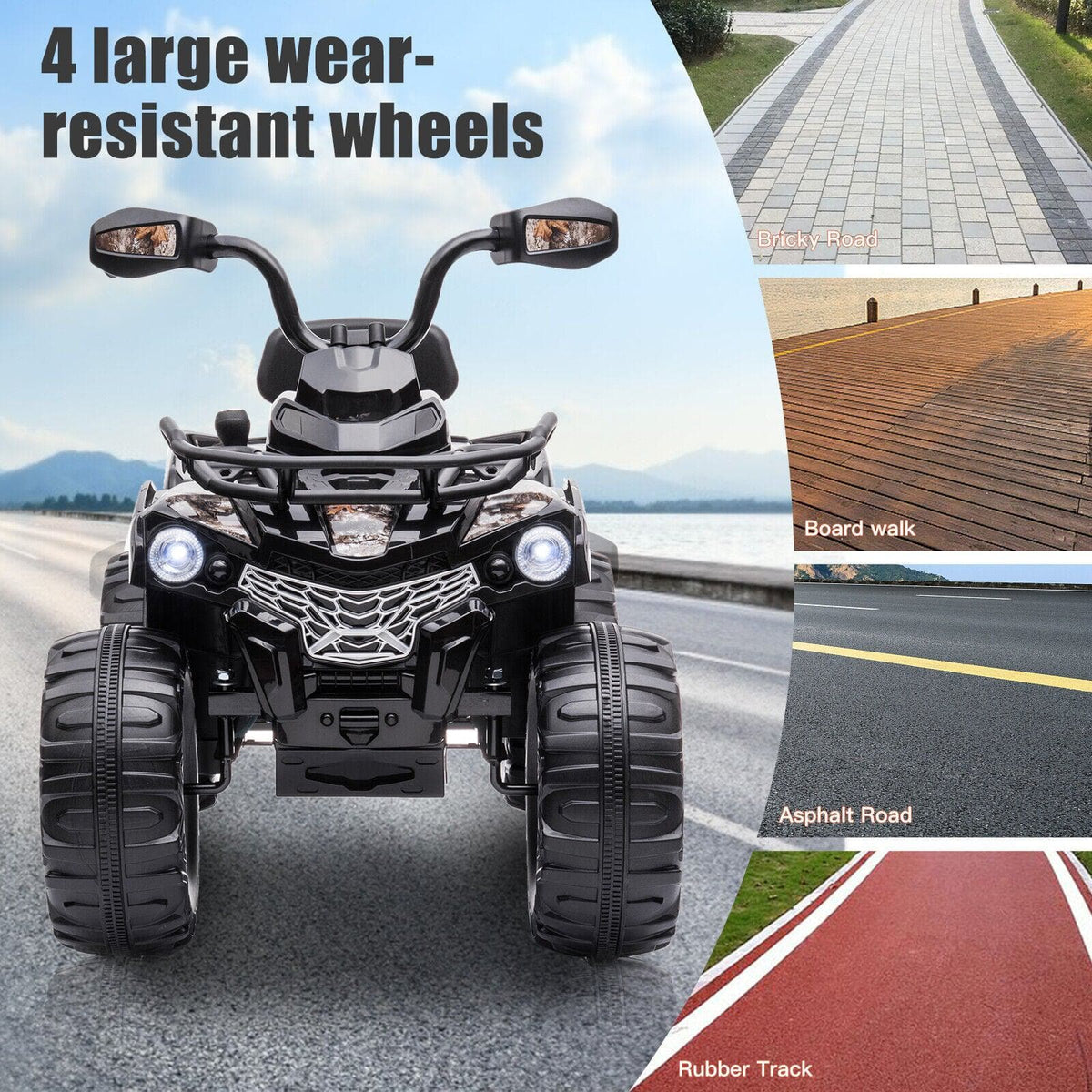 Electric Quad ATV Car for Kids - 12V Battery Powered 4-Wheeler with Fat Tires