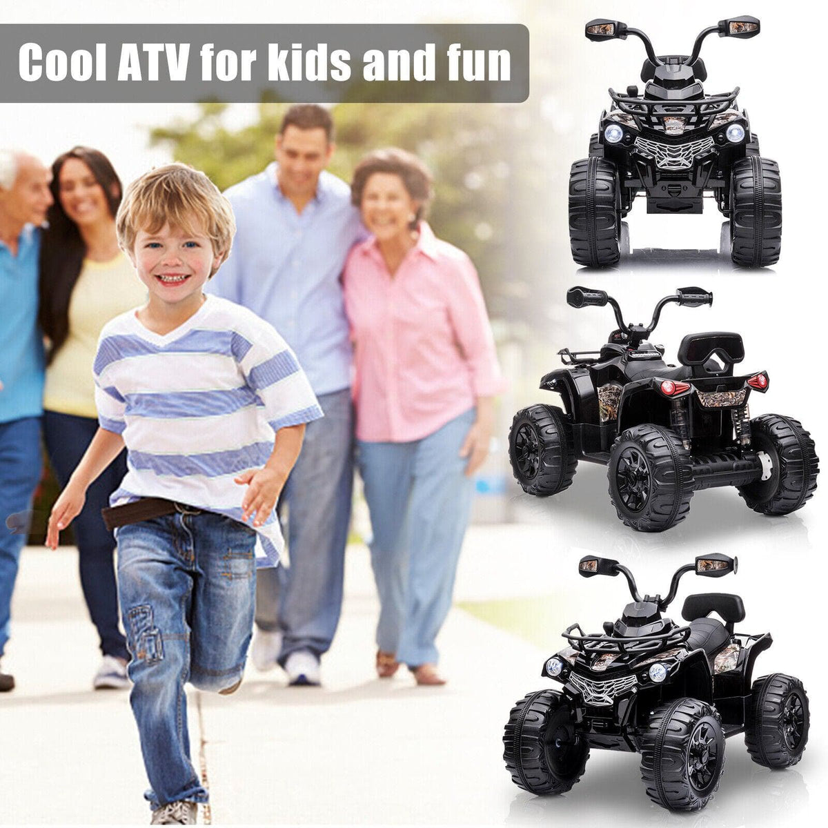 Electric Quad ATV Car for Kids - 12V Battery Powered 4-Wheeler with Fat Tires
