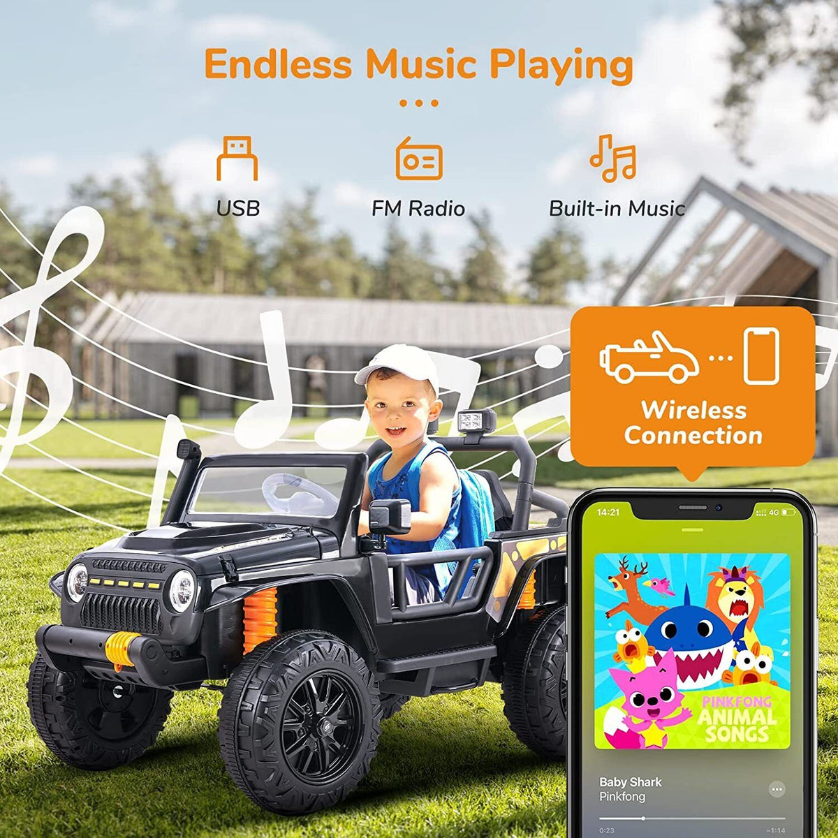 12V Kids Electric Ride On Toy Truck Car with Remote Control and Parent Seat