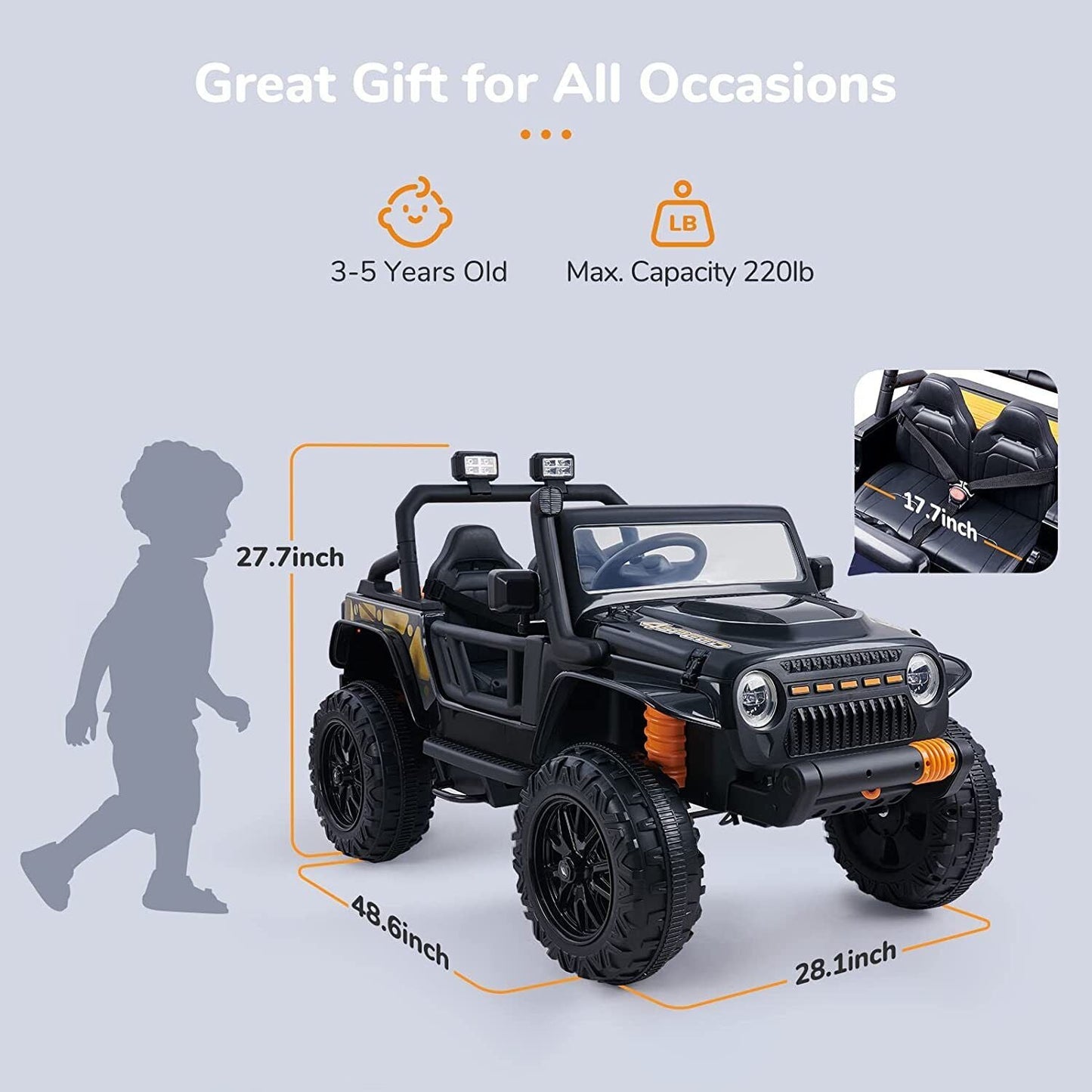 12V Kids Electric Ride On Toy Truck Car with Remote Control and Parent Seat