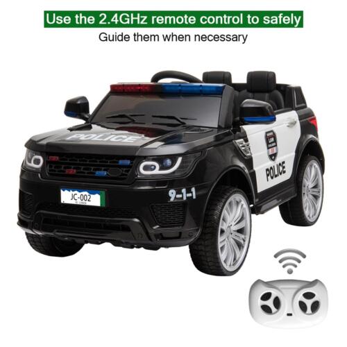 12V Police Ride-On Car with 3 Speeds, MP3 Player, LED Lights, and 2.4GZ Remote Control - Perfect Gift for Kids