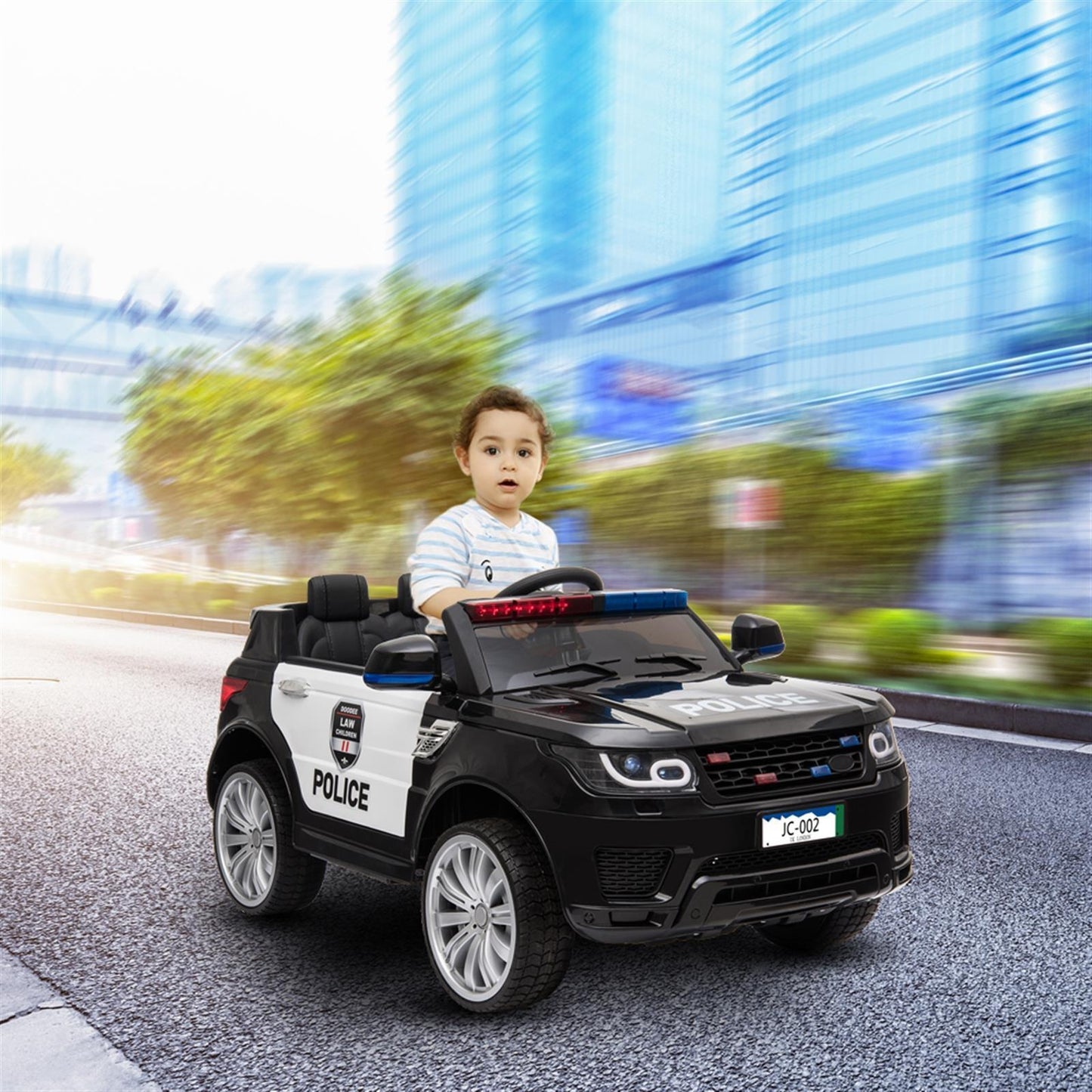 12V Police Ride-On Car with 3 Speeds, MP3 Player, LED Lights, and 2.4GZ Remote Control - Perfect Gift for Kids