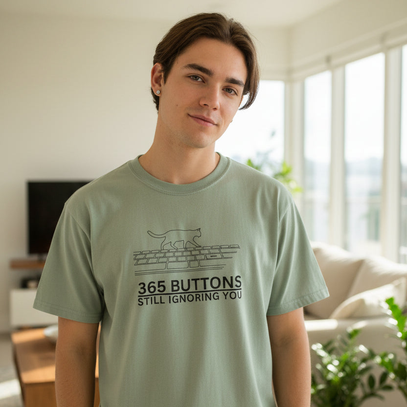 365 Buttons Still Ignoring You – Cat Keyboard T-Shirt