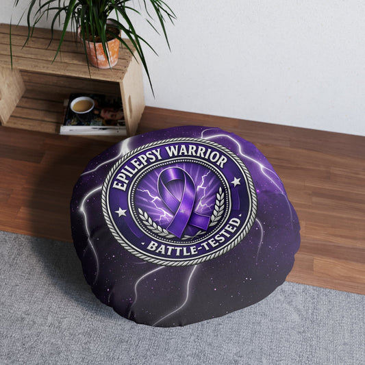 Epilepsy Warrior – Battle-Tested Round Floor Pillow