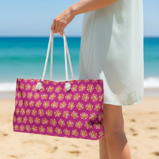 Pink Cat Blossom Weekender Bag | Playful Statement Travel Tote