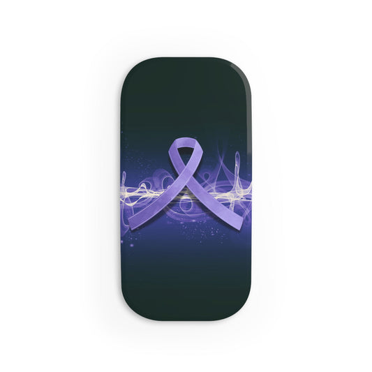 Epilepsy Awareness Phone Stand – Purple Ribbon Brain Wave Design