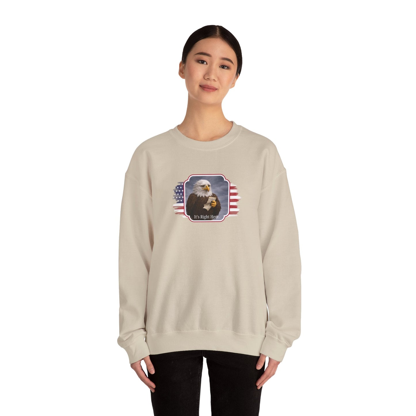 “It’s Right Here” Political Parody Crewneck Sweatshirt