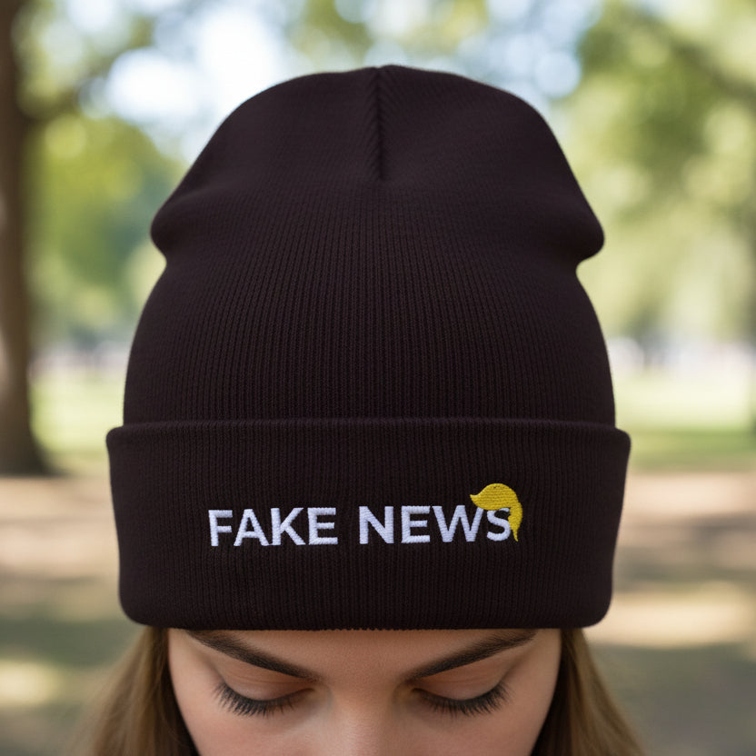 Fake News Embroidered Knit Beanie