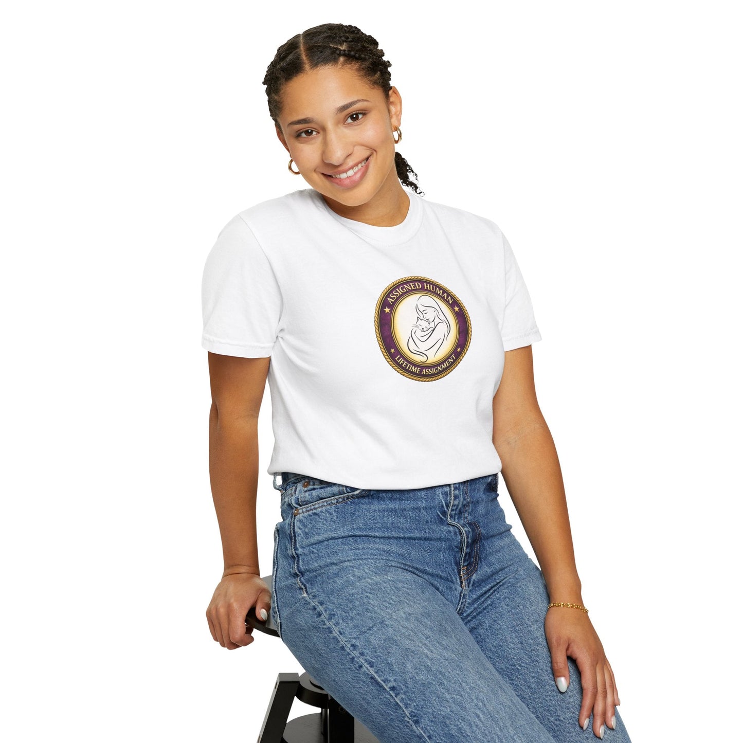 Assigned Human – Lifetime Assignment T-Shirt | Cat Lover Seal Tee