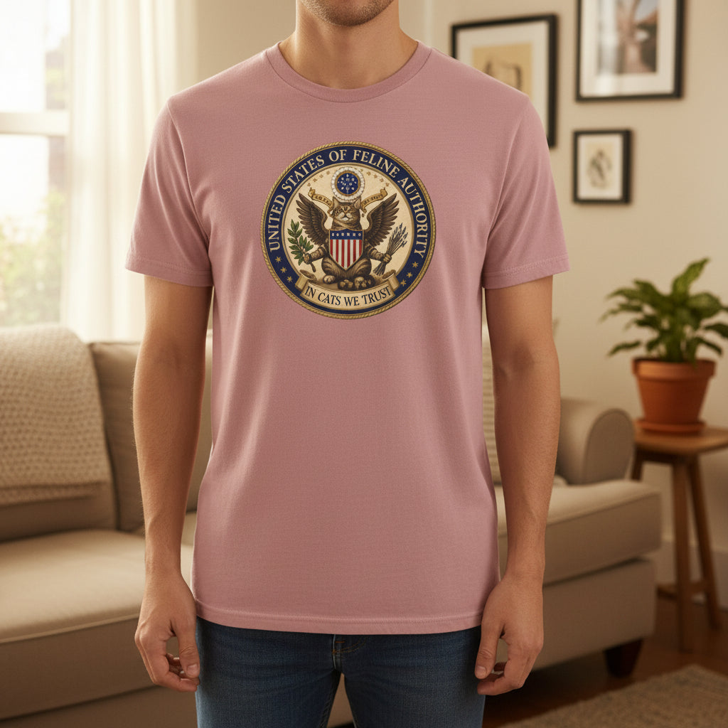 United States Of Feline Authority Vintage Seal Cat Tee
