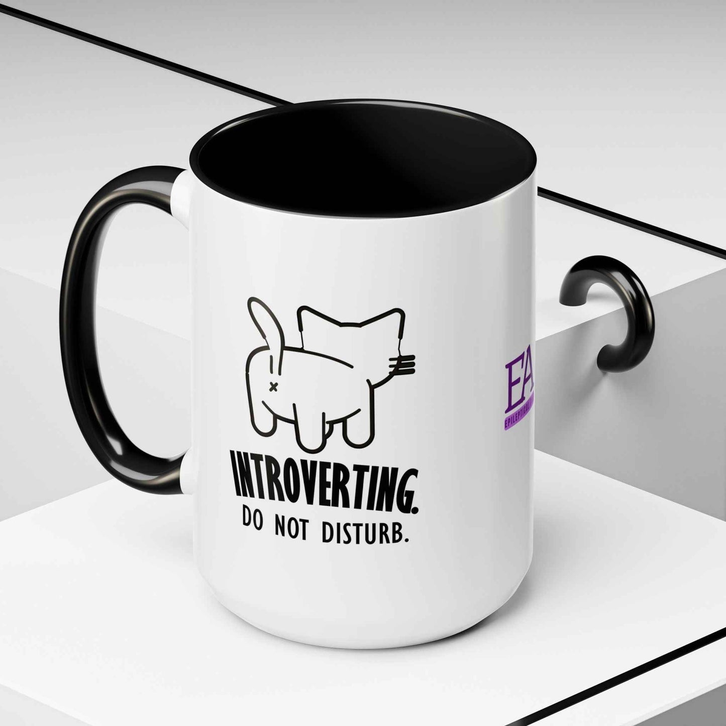 Introverting. Do Not Disturb. Two-Tone Cat Coffee Mug (11oz & 15oz)
