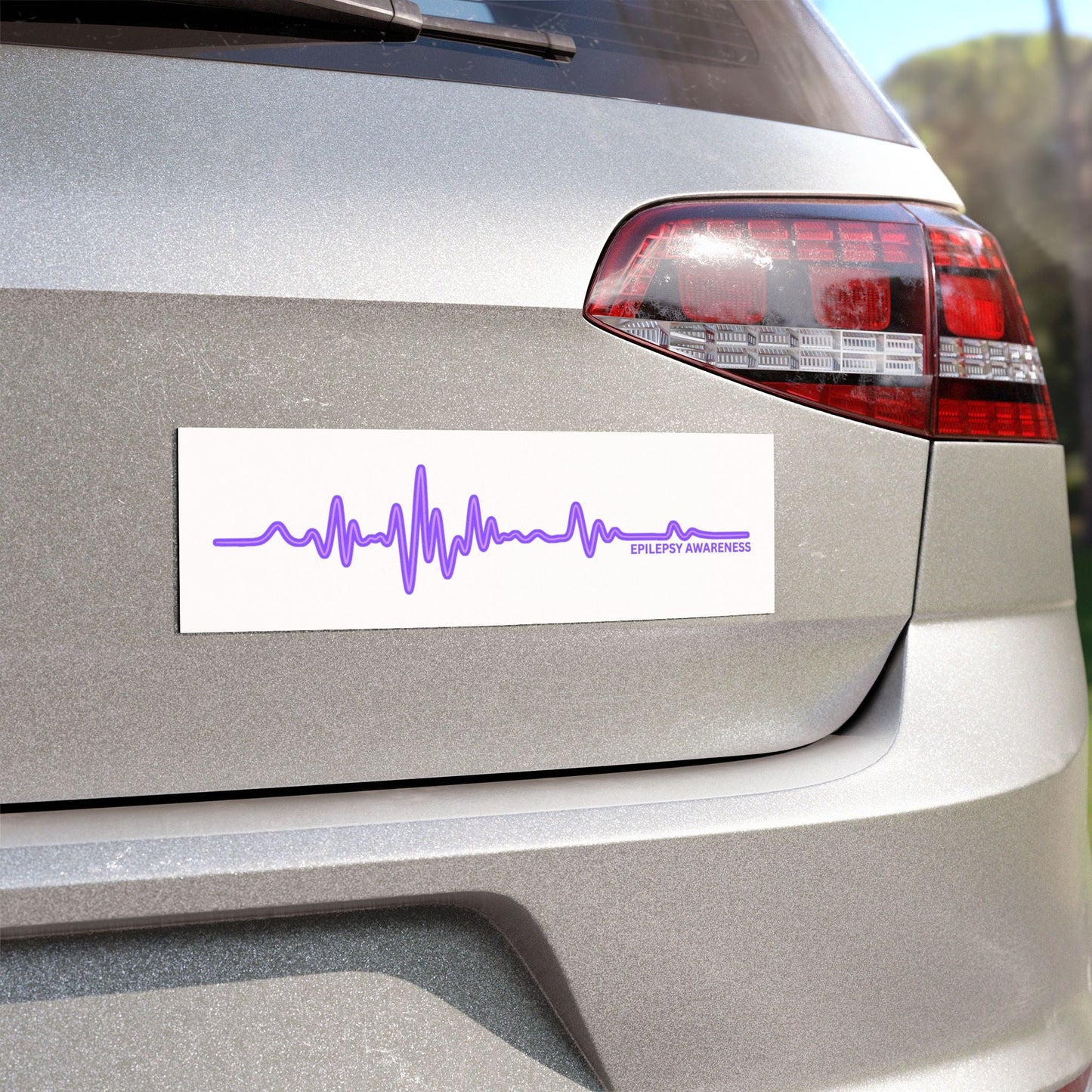 Epilepsy Awareness EEG Wave 10x3 Bumper Magnet – Purple Ribbon Support