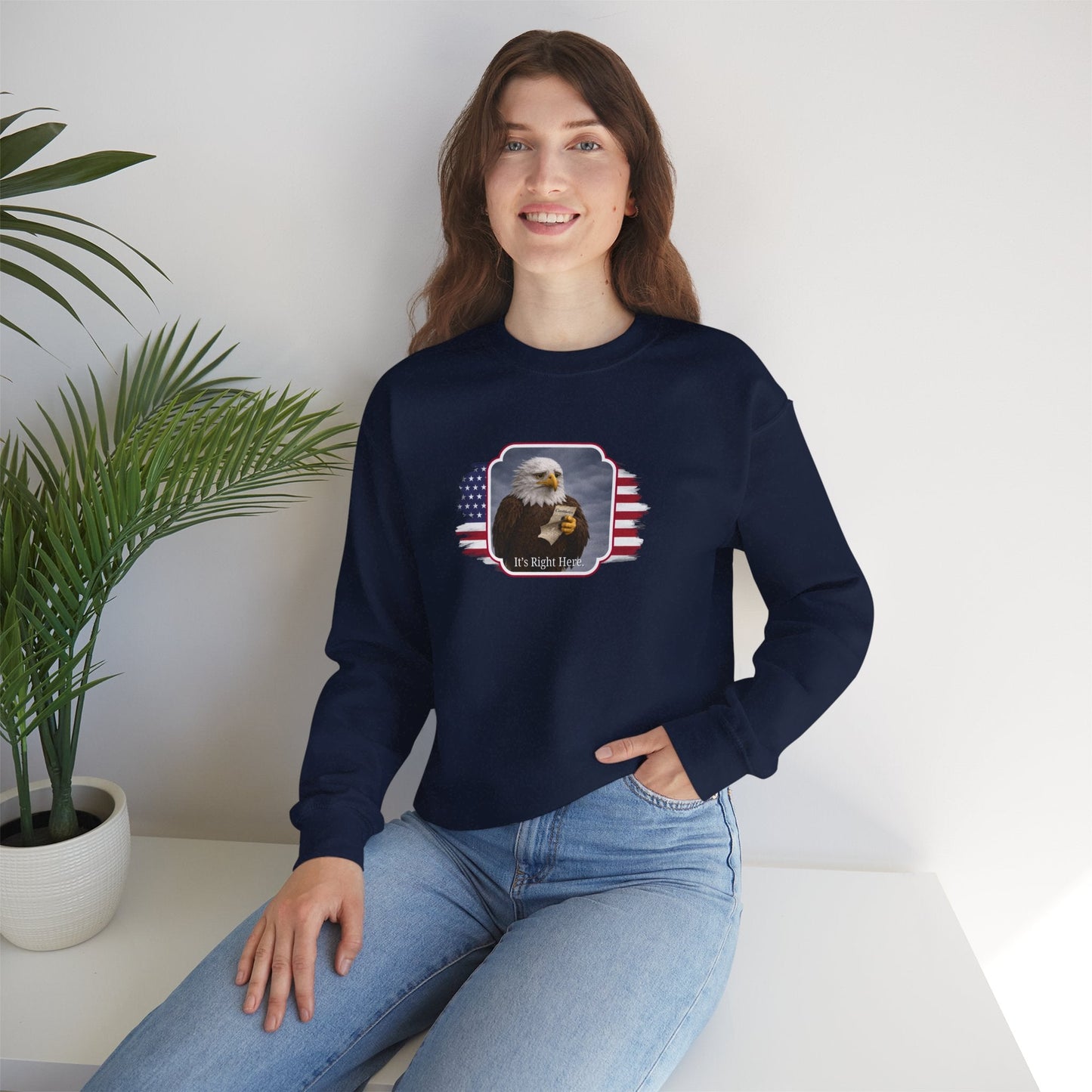 “It’s Right Here” Political Parody Crewneck Sweatshirt