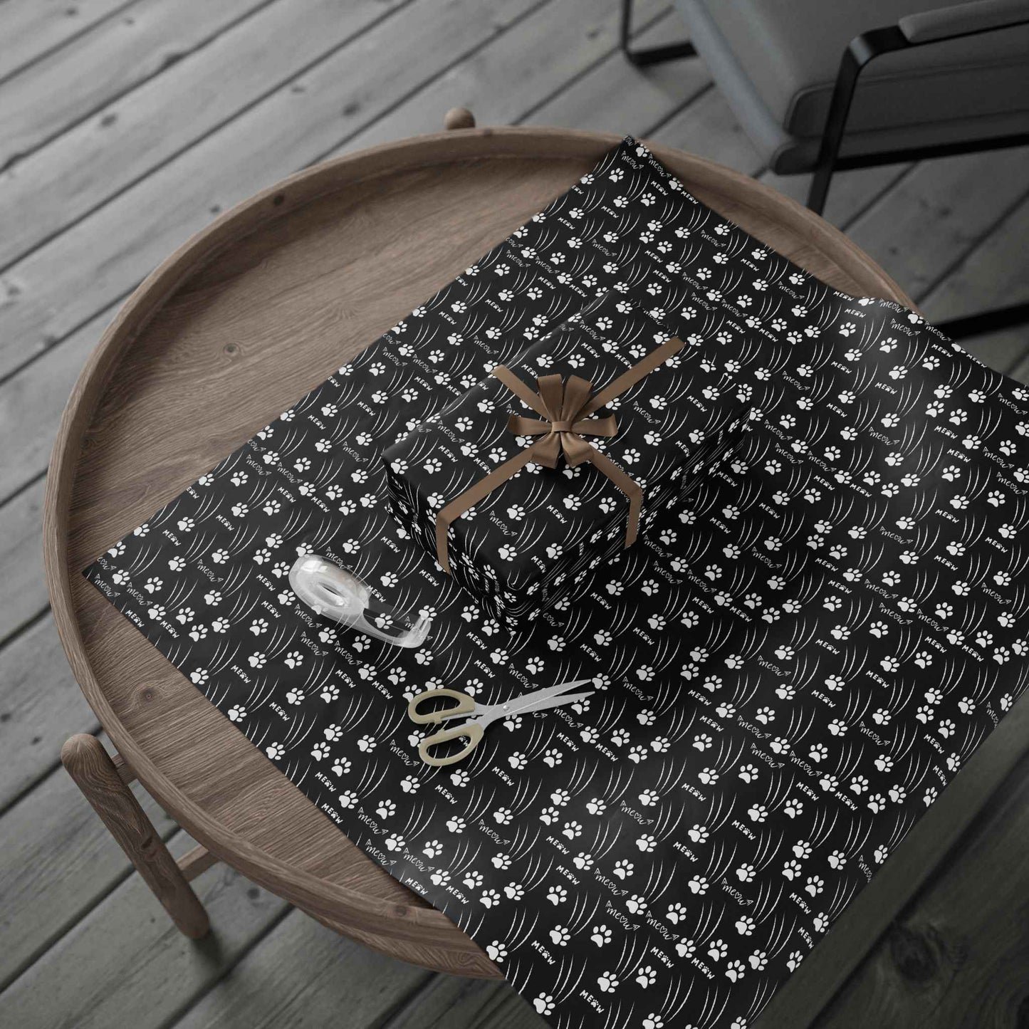 Cat Paw Scratch Gift Wrap – Black & White