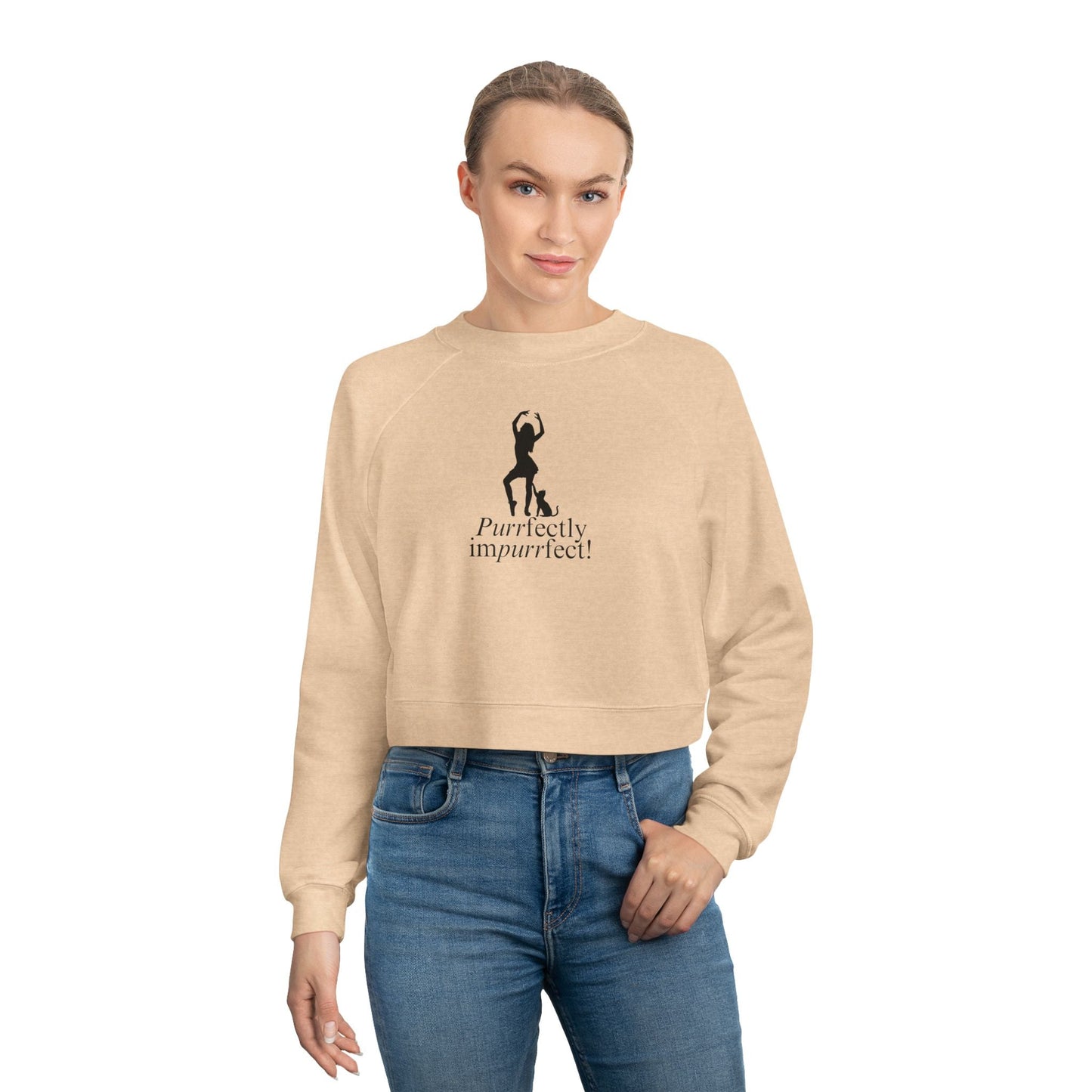 Purrfectly Impurrfect Women's Cropped Fleece Pullover