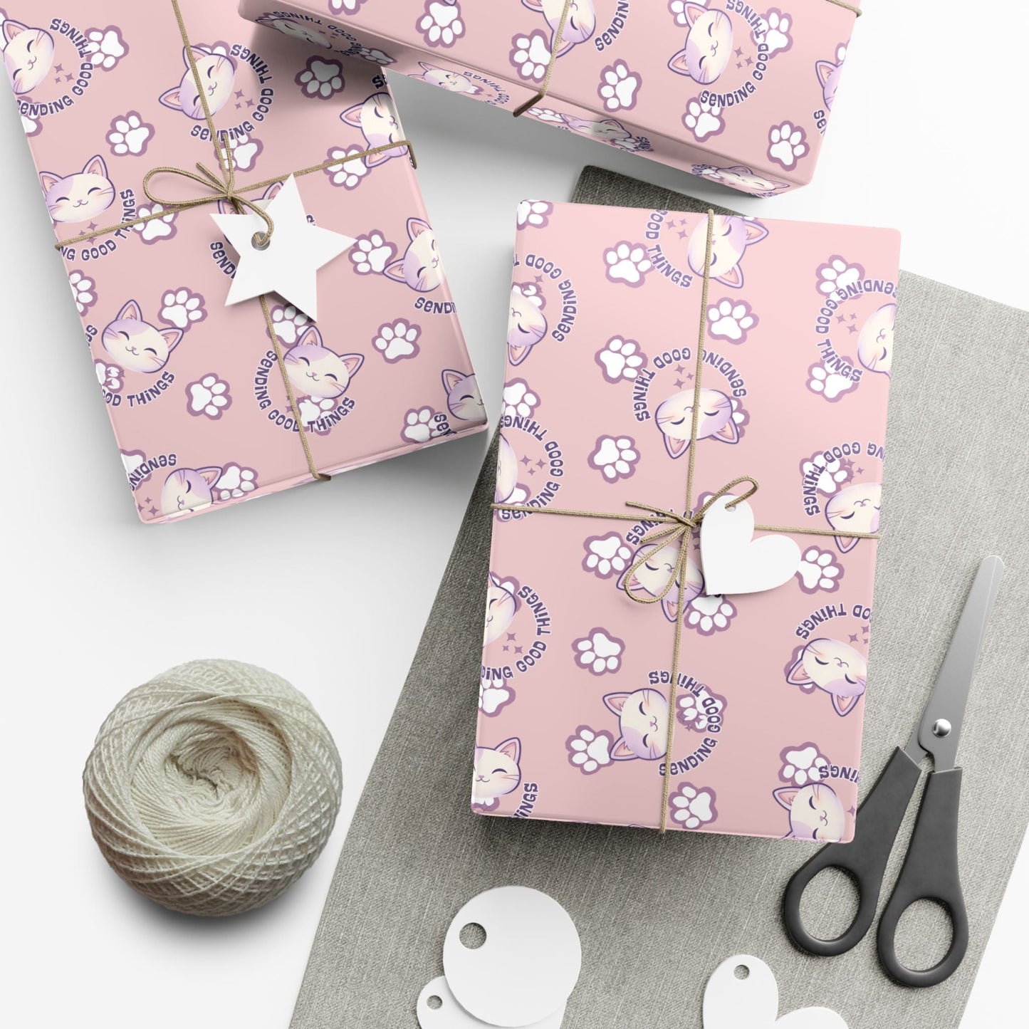 Smiling Cat Pattern Gift Wrap | All-Purpose Wrapping Paper