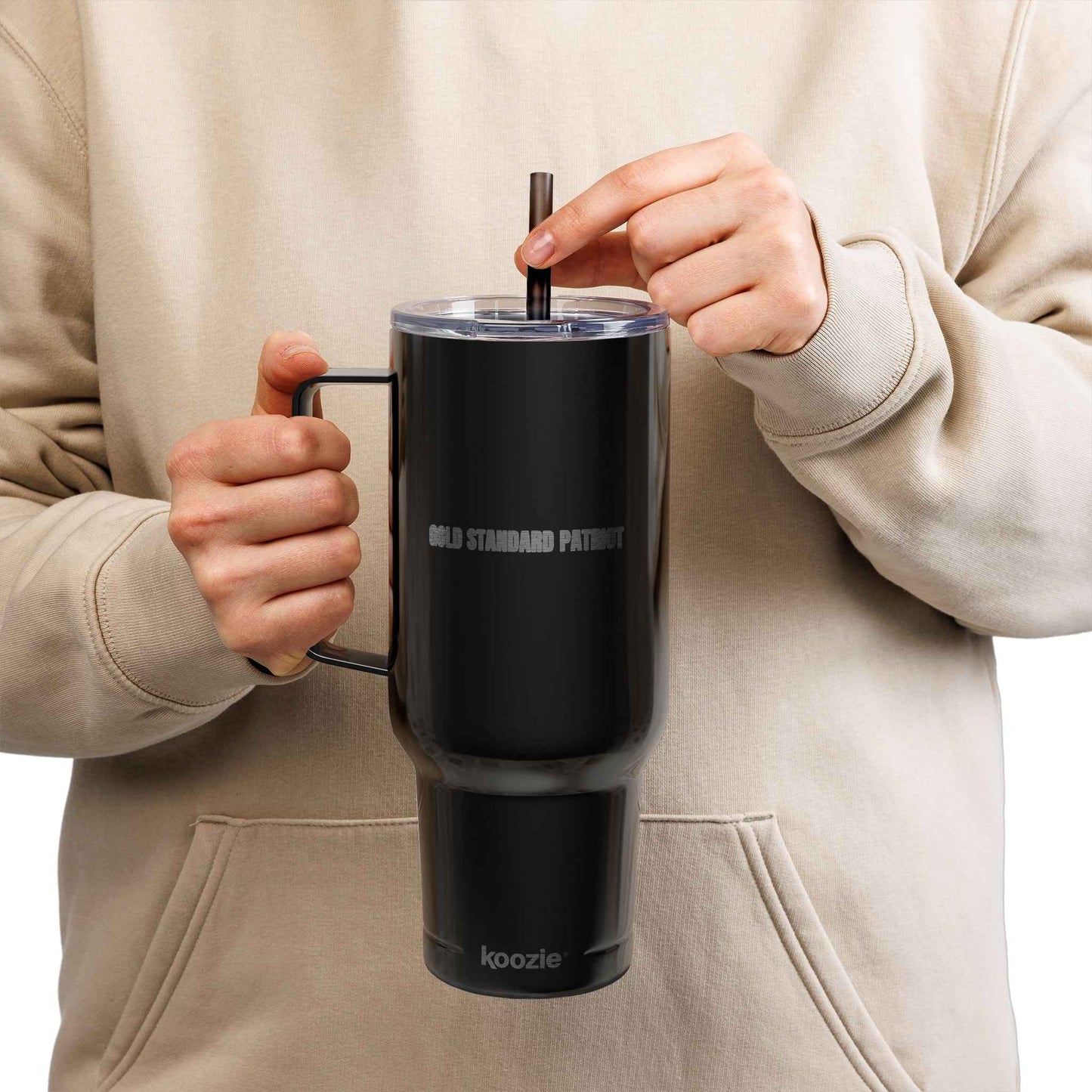 Gold Standard Patriot 40oz Insulated Tumbler – Engraved Travel Mug with Handle