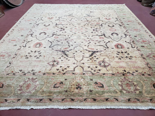 Pakistani Peshawar Rug 8x10, Farmhouse Rug, Oushak Carpet, Wool