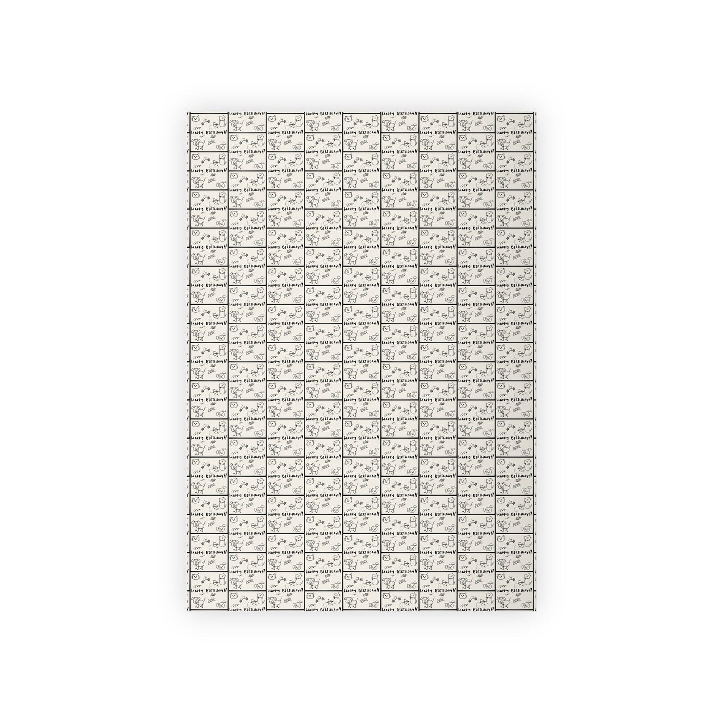 Sketched Puppies & Kitties Birthday Gift Wrap Roll for Adorable Presents