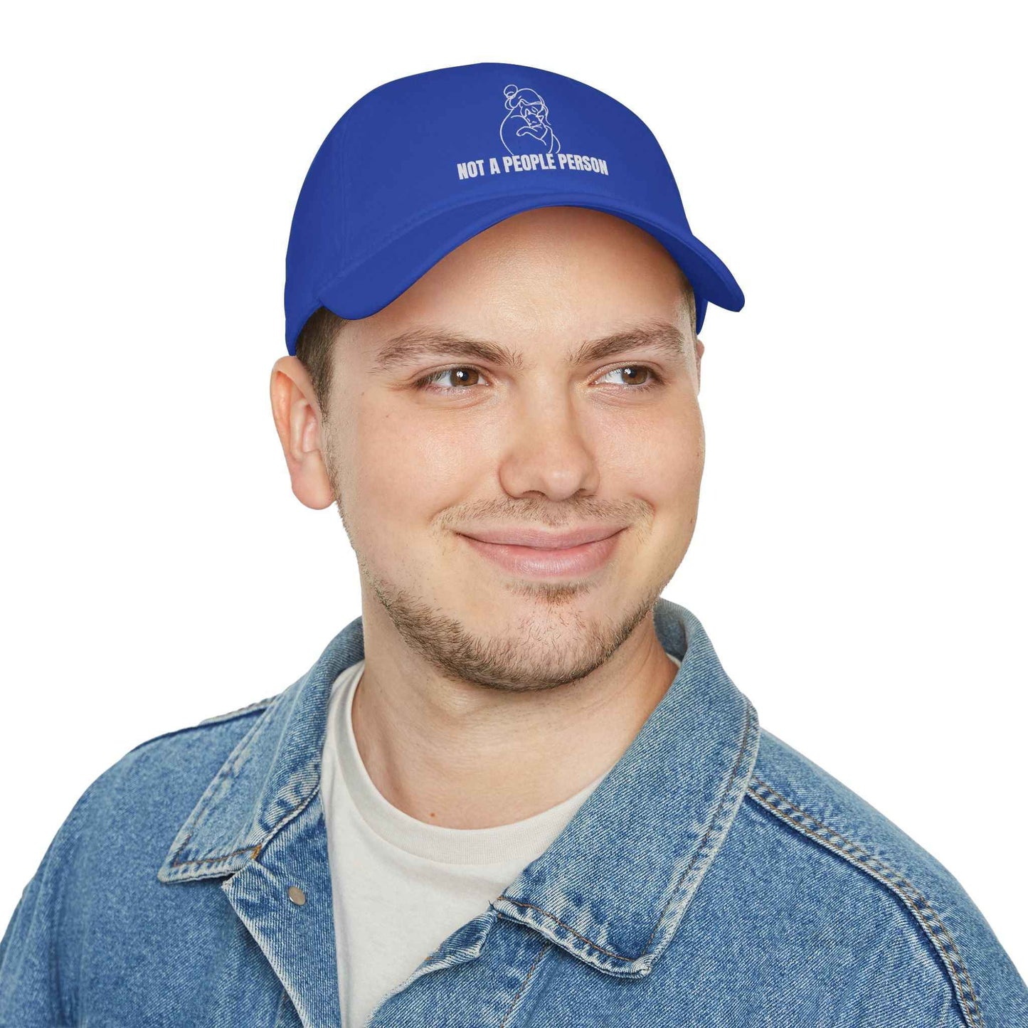 “Not a People Person” Cat Line Art Hat – Low Profile Cotton Cap (Unbothered Edition)