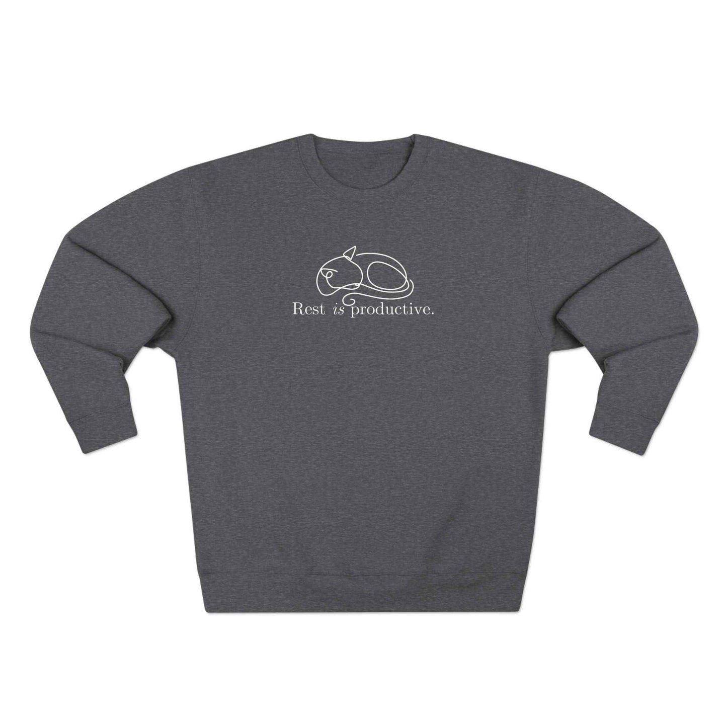 “Rest Is Productive” Minimalist Cat Sweatshirt – Comfort Fleece Pullover