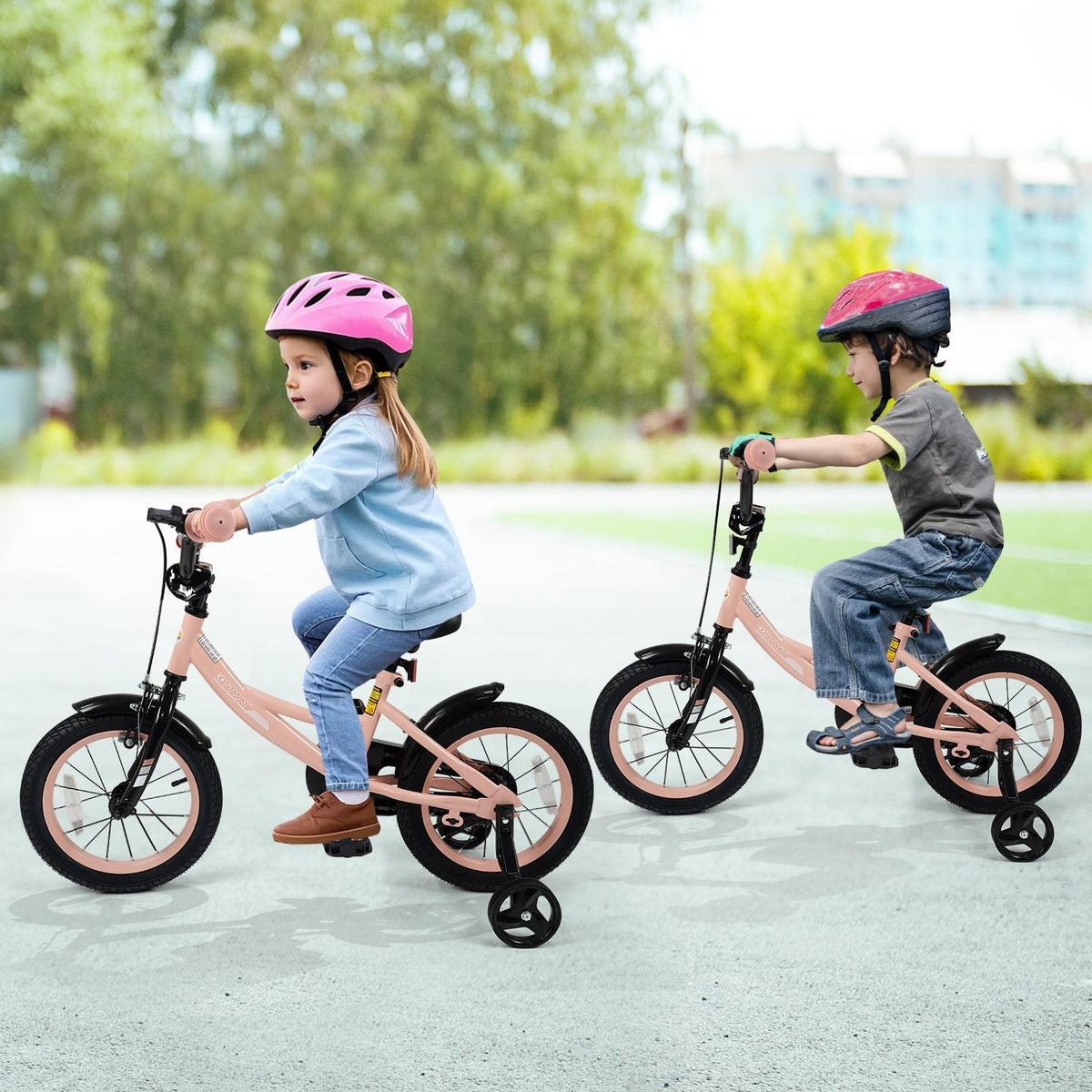 Kids Bike 12-18 Inch with Training Wheels - Pink