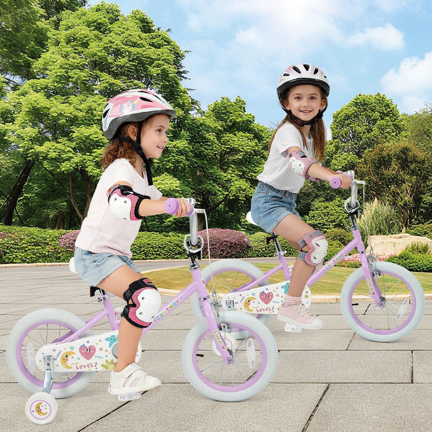 Kids Bike 12-18 Inch with Training Wheels - Purple