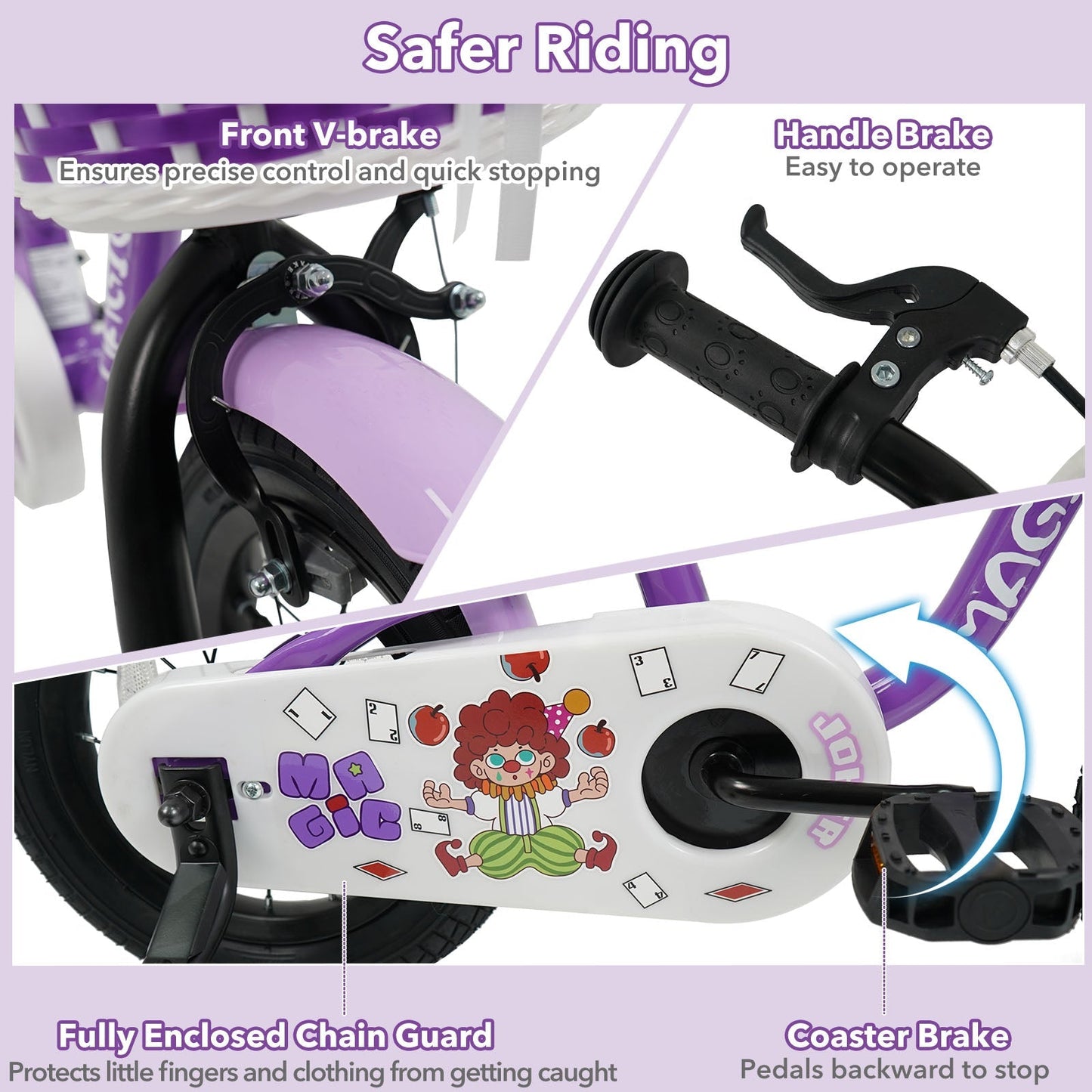 Kids Bike with Training Wheels 12-18 Inch - Purple