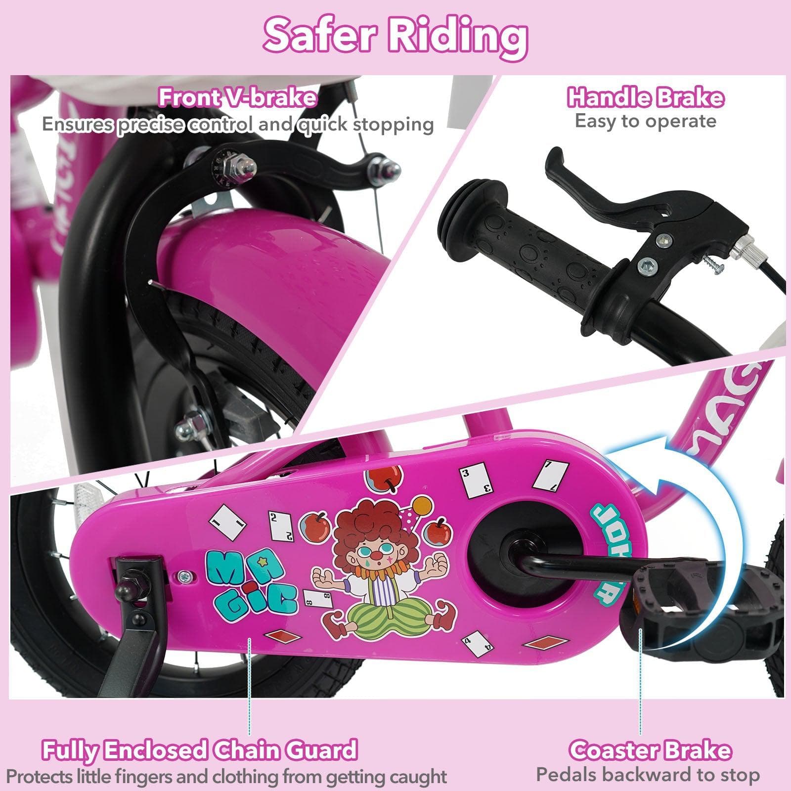 Kids Bike with Training Wheels 12-18 Inch - Magic Rose