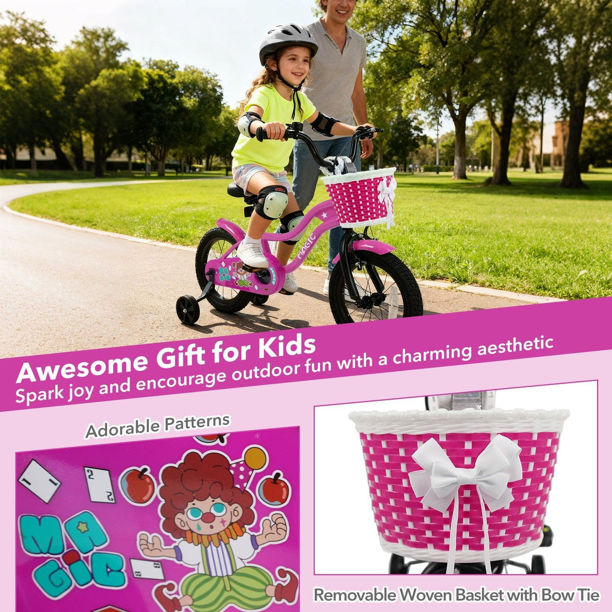 Kids Bike with Training Wheels 12-18 Inch - Magic Rose