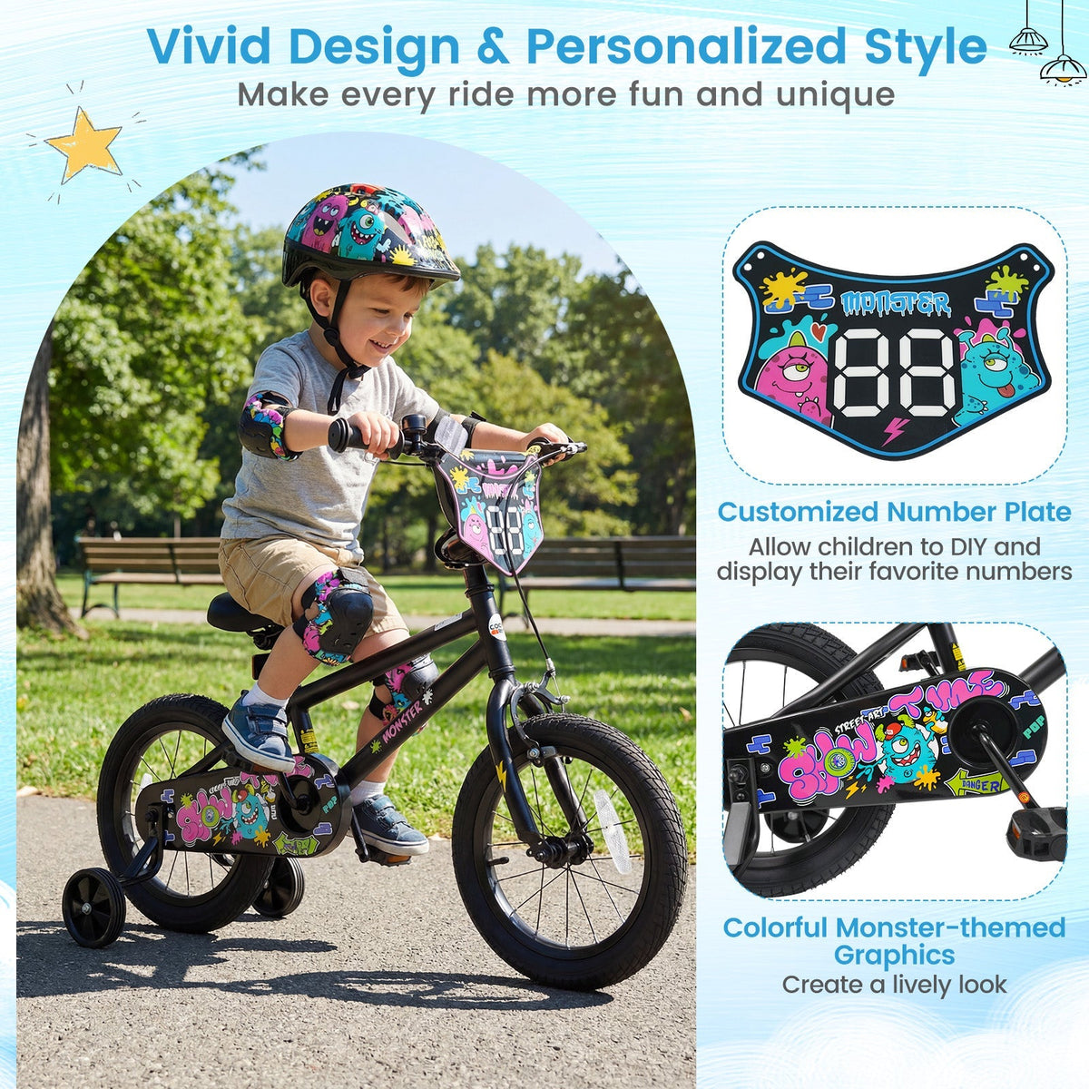 18-Inch Kids Bike with Training Wheels for Ages 4-8