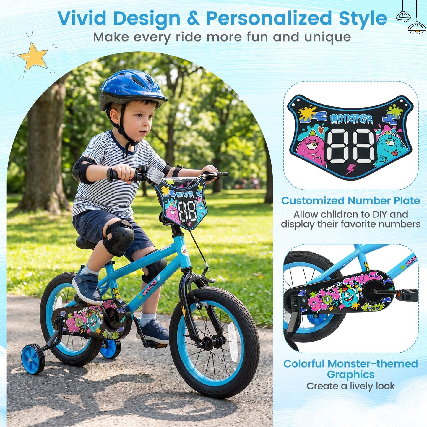 Kids Bike 16 Inch with Training Wheels Ages 4-7