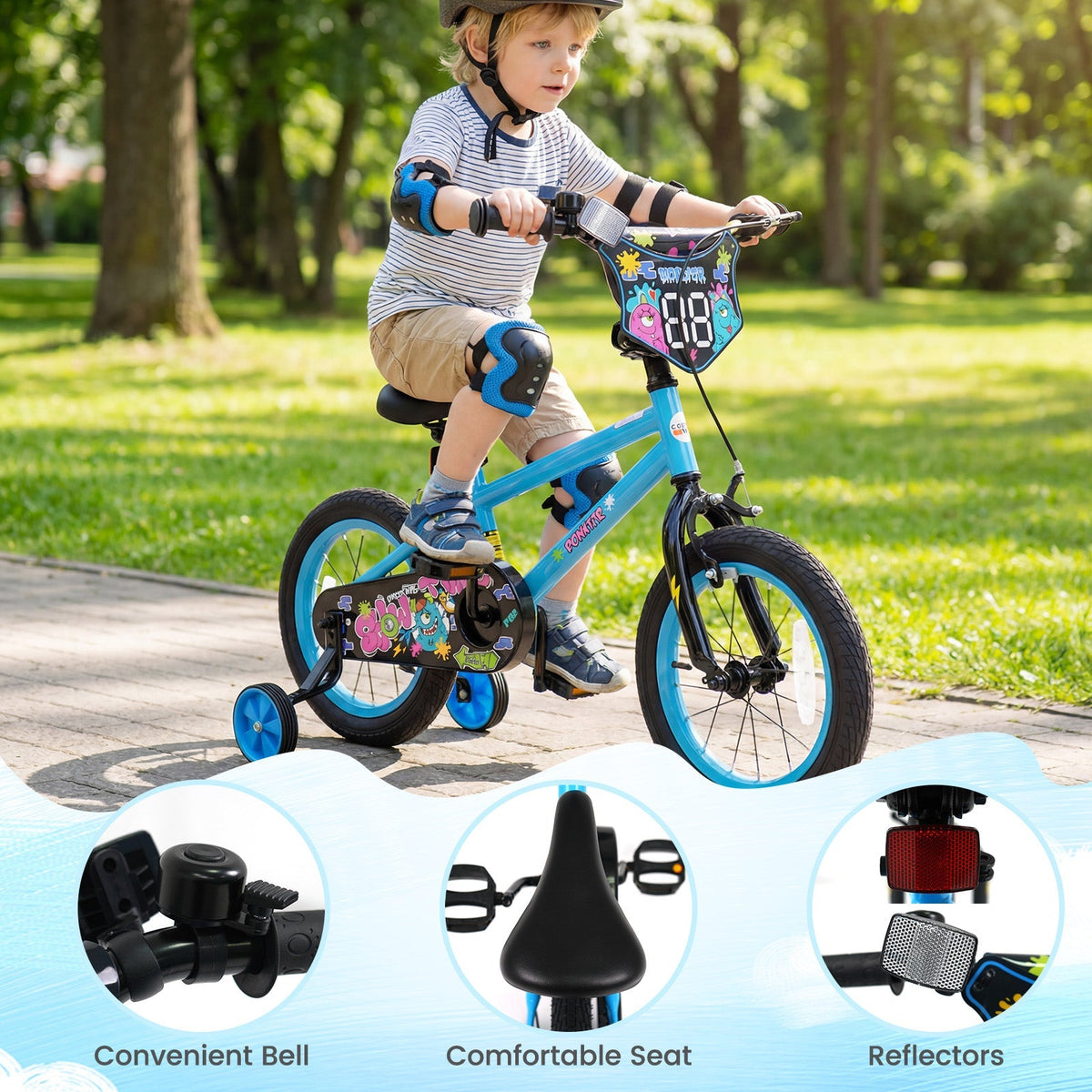 Kids Bike 16 Inch with Training Wheels Ages 4-7