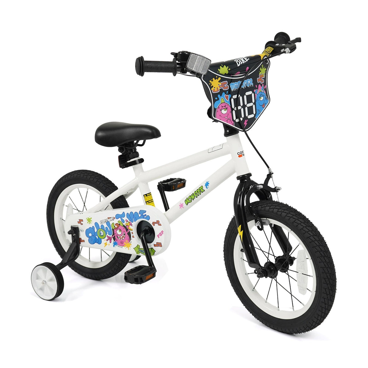 Kids Bike with Training Wheels 12-18 Inch White