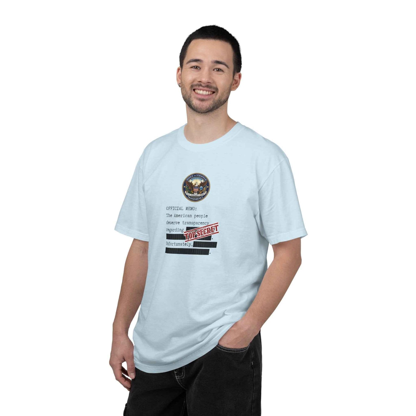 Official Memo “Top Secret” Unisex T-Shirt – Redacted Transparency Graphic Tee