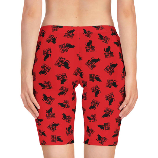 “If You Can Read This” Cat Cycling Shorts – Funny Cat Lover Bike Shorts