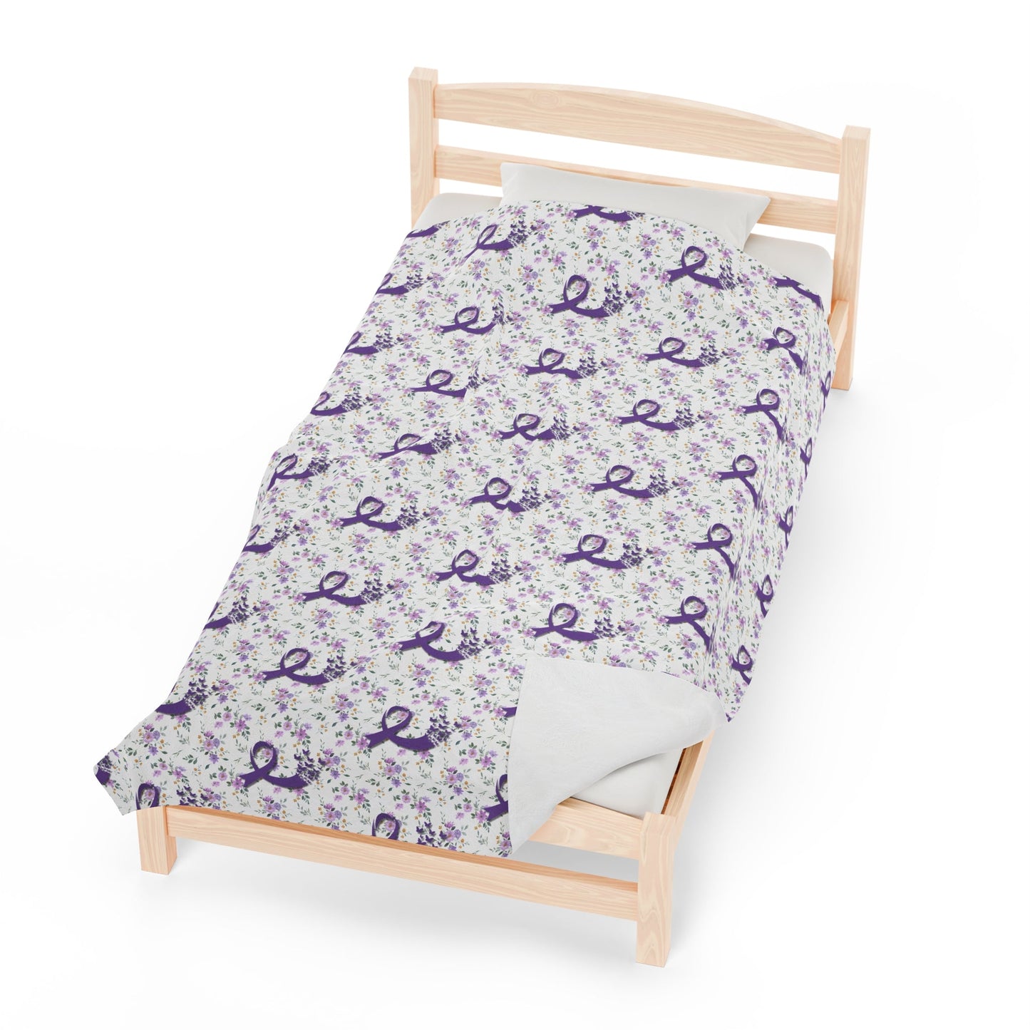 Purple Flowers Epilepsy Awareness Velveteen Plush Blanket