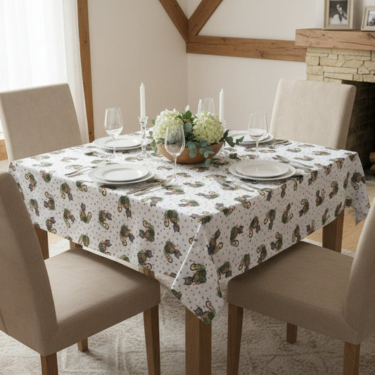 Whimsical Cat Medallion Square Tablecloth – 55" x 55"