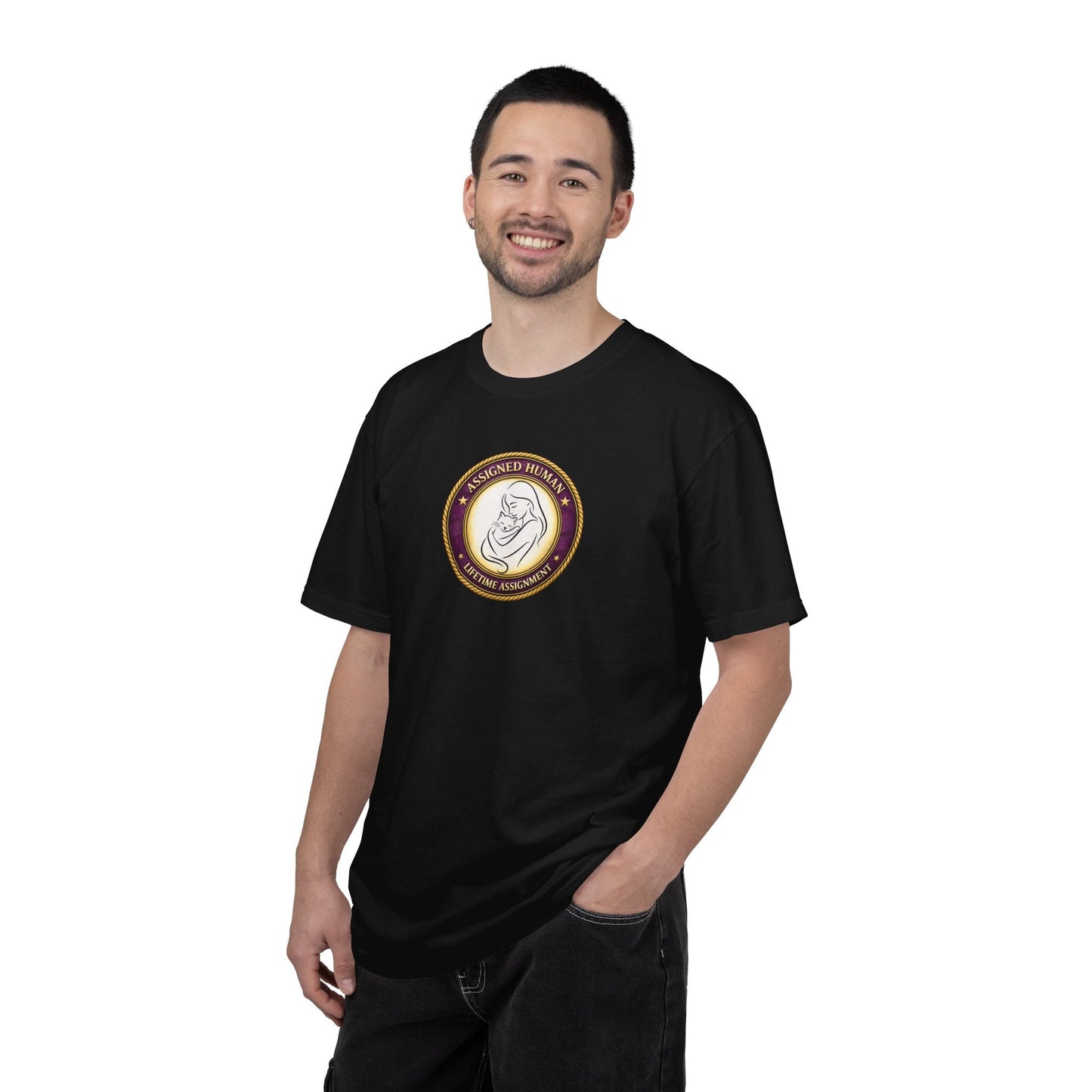 Assigned Human – Lifetime Assignment T-Shirt | Cat Lover Seal Tee