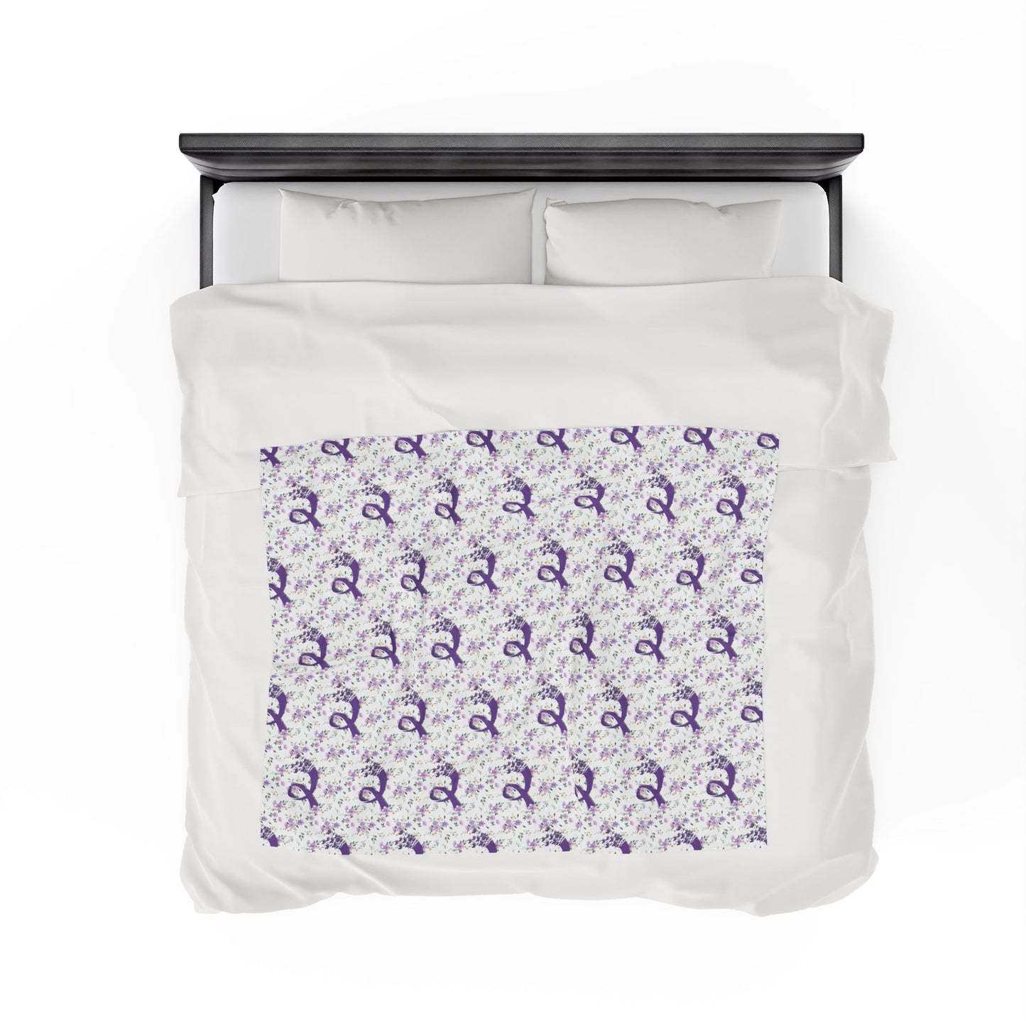 Purple Flowers Epilepsy Awareness Velveteen Plush Blanket