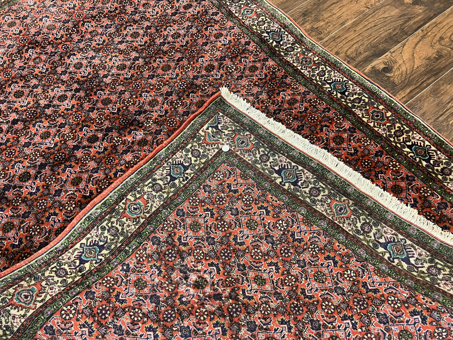 Antique Persian Bijar Rug 5x7, Allover Pattern, Hand Knotted Vintage Wool Tribal Oriental Carpet, Bidjar Rug, Red and Cream 5 x 7 ft, Handmade Rug