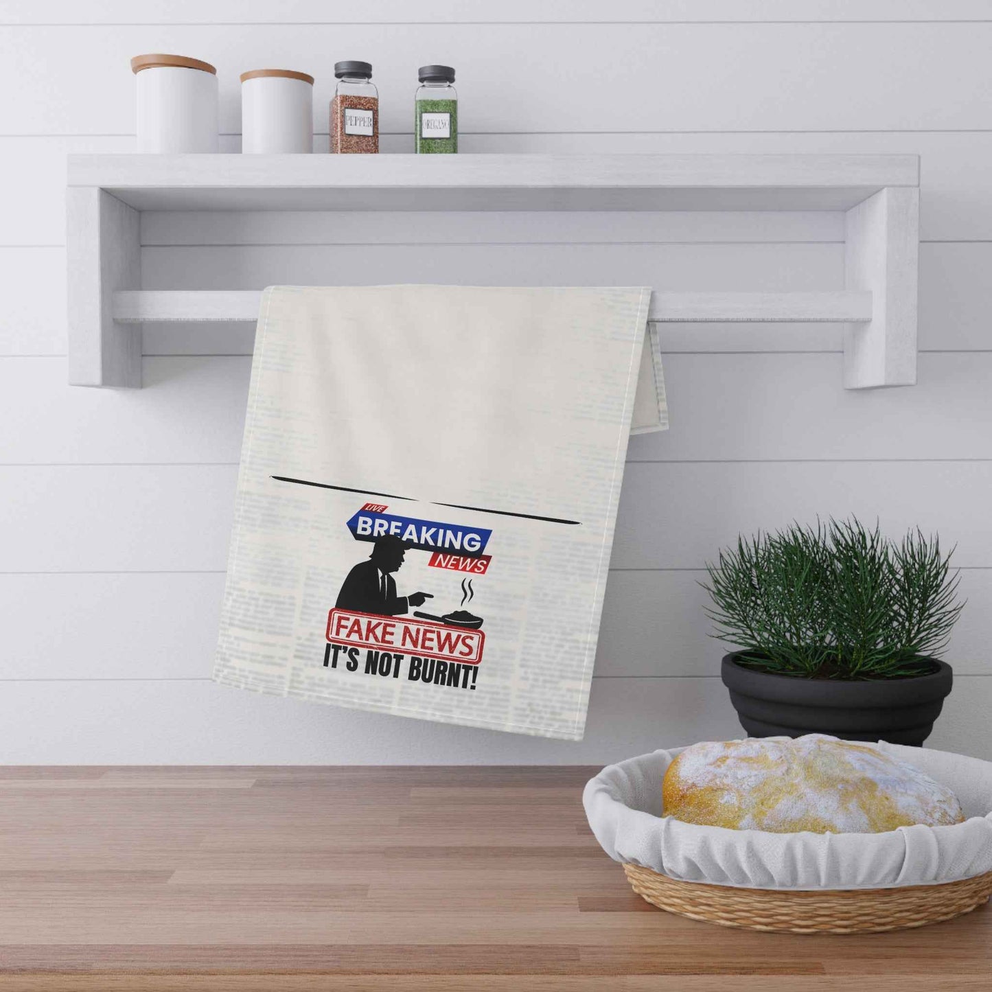 Fake News It’s Not Burnt Tea Towel | Funny Political Parody Kitchen Towel